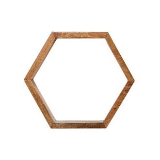 Nearly Natural 12-in Wooden Hexagon Floating Honeycomb Shelf in Brown at Nordstrom