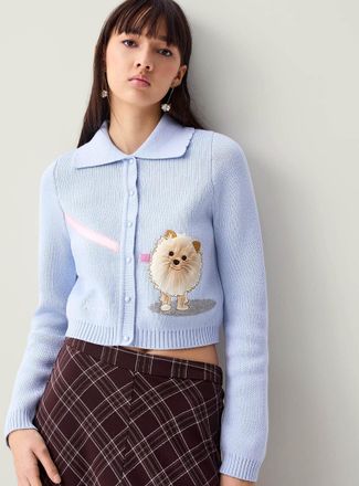 House of Sunny Womens Pom Pom Tripper Cardigan Sweater