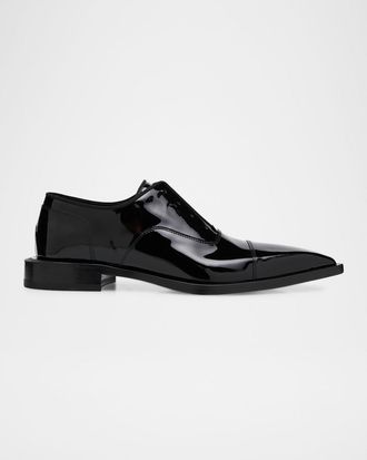 Lanvin Mens Point-Toe Laceless Leather Oxfords