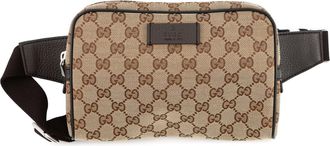 Gucci Beige Brown Gg Canvas Leather Fanny Pack Sling Bag (Pre-Owned)