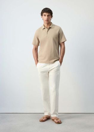 Mango Polo misto cotone texture beige - Uomo - XXL - MANGO MAN