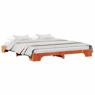 Berkfield Home Durable Bed Frame Wax brown Solid wood 200 x 200 cm Bed Frame