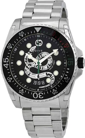 Gucci Dive Quartz Black Dial Mens Watch YA136218