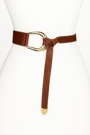 Raina Sheila Knot Leather Belt in Cognac at Nordstrom, Size Medium