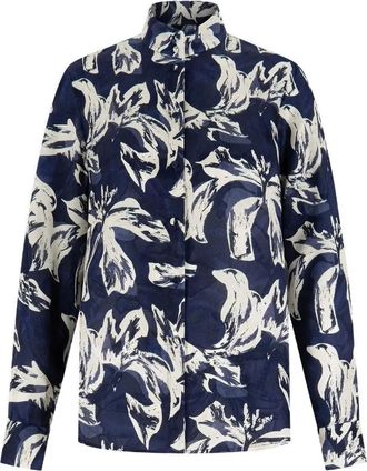 Shanghai Tang Camicia a fiori con bottoni - Blu