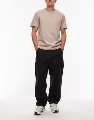 Timberland Pantaloni ampi in tela pesante neri con tasche-Nero