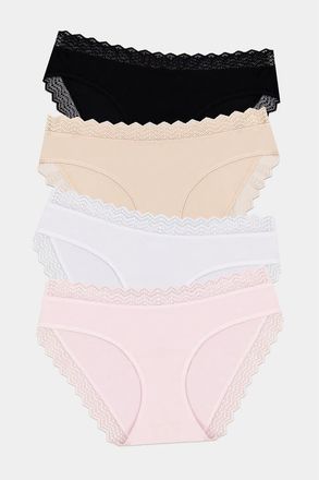 Stripe and Stare Zig Zag Lace Original Knicker Four Pack in Sand Essentials at Nordstrom, Size X-Small Uk