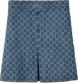 Gucci (WMNS) Gucci GG Jacquard Flared Skirt Denim 791386-XDCZE-4266
