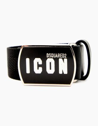 Dsquared2 Mens Dsquared2 Be Icon Plaque Belt Black - Size: OS