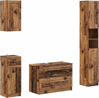 vidaXL Juego De Armarios De Ba&ntilde;o De 4 Piezas Utrecht Madera Envejecida Vidaxl