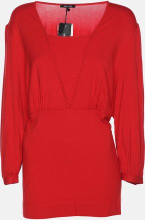 Elena Miro Red Jersey V Nick 3/4 Sleeve Blouse