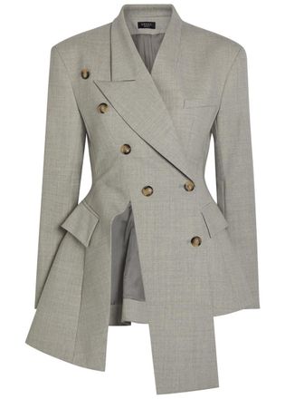 A.W.A.K.E Mode Asymmetric Double-breasted Stretch-wool Blazer - No Colour - 38 (UK10 / S)