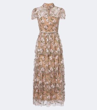 Self Portrait Belted embellished cocktail dress
