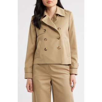 Tahari by ASL Cropped Trench Coat in Khaki at Nordstrom, Size 10