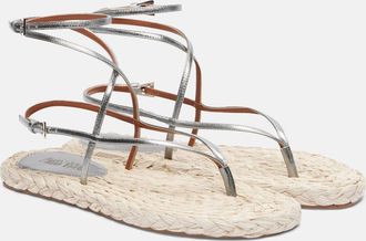 PARIS TEXAS Sandali Hydra in pelle metallizzata e rafia