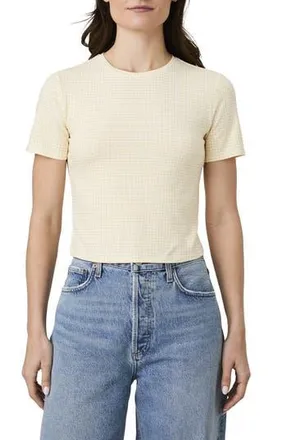 French Connection Rallie T-Shirt in Butter Yellow Gingham at Nordstrom Rack, Size X-Large
