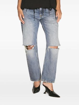 Balenciaga Jeans met gerafeld detail - Blauw