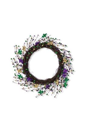 Glitzhome 20D Mardi Gras Berry & Fleur-de-Lis Wreath in Purple at Nordstrom, Size Medium