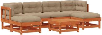vidaXL Garden Lounge Set 7 pcs Wax Brown Solid Pine Wood vidaXL