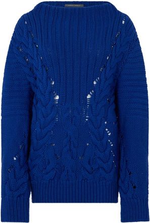 Alberta Ferretti Trui met ronde hals - Dames - Ronde hals truien - Blauw - L - Wol - Truien & Vesten