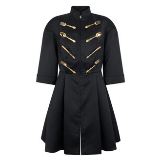 Moschino Zwarte jurk met metallic details - Dames - Jurken - Zwart - Maat: S Poliester