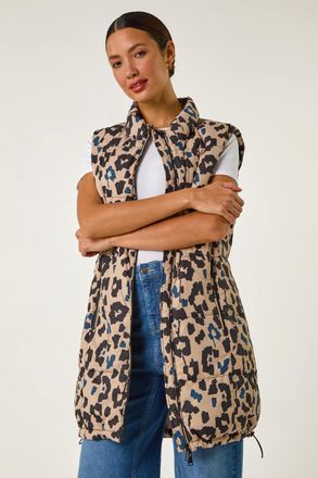 Roman Animal Print Longline Gilet