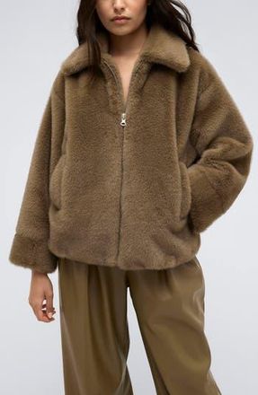 Kenneth Cole Faux Fur Jacket in Wheatgrass at Nordstrom Rack, Size Large