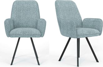 HOME AFFAIRE Armlehnstuhl »Mily Esszimmerstuhl, Polstersessel, Wohnstuhl, Essstuhl mit Armlehnen« (Set) 2 Stk.mit schwarz pulverbeschichteten Metallbeinen, gepolst