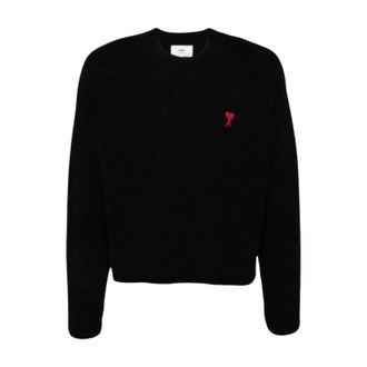 Ami Small Heart Logo Ribbed Crewneck Black UKS046-KN0042-001