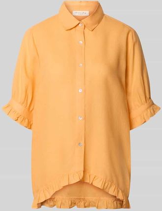Christian Berg Bluse mit Leinen-Anteil und R&uuml;schensaum in Dunkelorange, Gr&ouml;&szlig;e 34