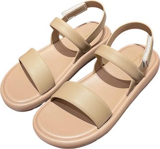 Generic Summer Sandals for Women Size 5 Womens Flat Comfortable Arch Support Adjustable Double Strap Lightweight Summer Platform (Brown, 5.5)