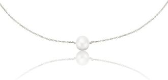 Lily & Roo Solid White Gold Medium Single Pearl Choker