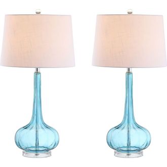Jonathan Y Designs Bette 28.5 Glass Teardrop LED Table Lamp in Aqua at Nordstrom