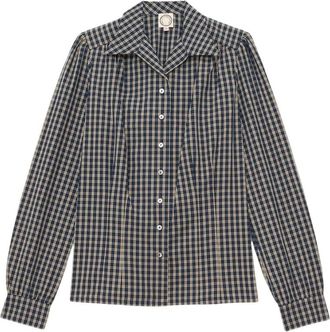 Ines De La Fressange Rita Checked Shirt - Dames - Overhemden - Blauw - M - Katoen - Overhemden