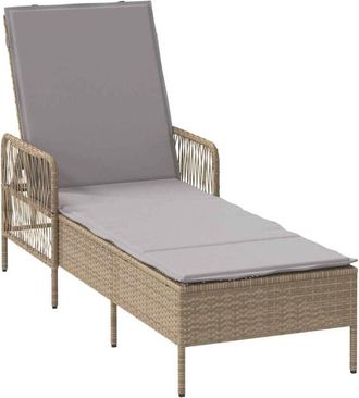 vidaXL Vidaxl - Sun lounger Reclining Beige 157 x 55 x 92cm Poly Rattan