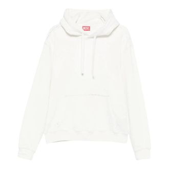 Diesel Felpa con strappi e dettagli in cristallo - - Sweatshirts & Hoodies - Uomo - Bianco - L