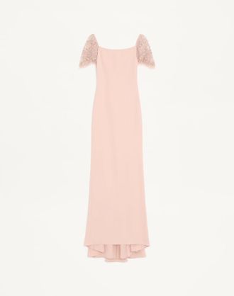 Valentino EMBROIDERED COUTURE CADY LONG DRESS Woman PINK 36