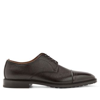 HUGO BOSS Mens Lisbon Derby Shoes in Brown Leather - Size UK 6