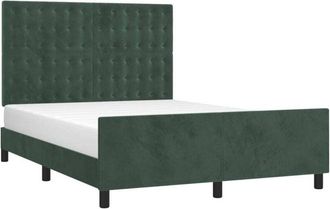 vidaXL Vidaxl - Estructura Cama Sin Colch&oacute;n Terciopelo Verde Oscuro 140x200 Cm