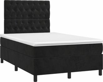 vidaXL Vidaxl - Cama Box Spring Colch&oacute;n Y Led Terciopelo Negro 120x200 Cm