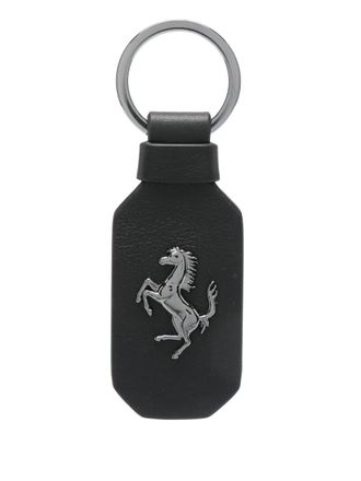 Ferrari Prancing Horse leren sleutelhanger - Zwart
