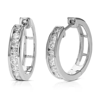 Vir Jewels 1 cttw Lab Grown Diamond Hoops Earrings in Sterling Silver With Hidden Post For Women