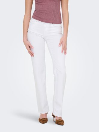 Only Straight-Jeans ONLY ONLBLUSH MID STRAIGHT DNM DOT NOOS, Damen, Gr. XL, L&auml;nge 30, wei&szlig;, Denim/Jeans, Obermaterial: 92% Baumwolle, 6% Elastomultiester, 