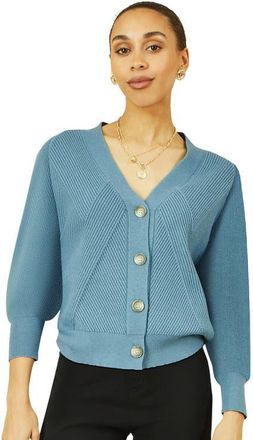 Yumi Knitted Stitch Detail Cardigan in Blue at Nordstrom, Size Medium