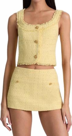 Alice & Olivia Shila Corset Top In Yellow