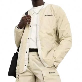 Columbia Doverwood Crinkle Fabric Quilted Insulated Jacket In Beige
