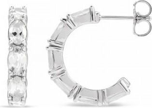 Allurez Oval White Sapphire Hoop Earrings 14K White Gold (3.92ct)