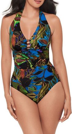 Miraclesuit Amazonia Theia One-Piece Swimsuit in Blue Multi at Nordstrom, Size 14