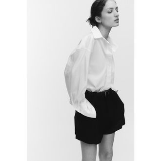 H&M Pleat-front shorts in Black at Nordstrom, Size 10