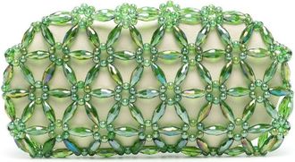 0711 bead-embellished design clutch bag - women - Leather - OS - Green